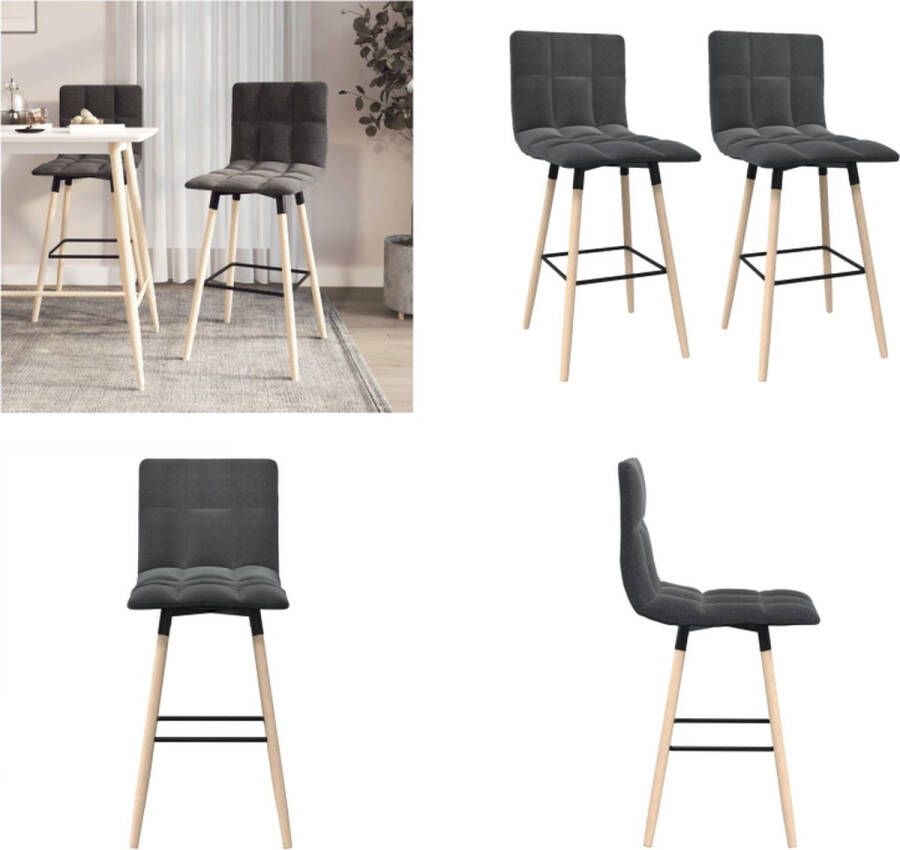 VidaXL Barkrukken 2 st stof donkergrijs Barkruk Barkrukken Kruk Zitkruk