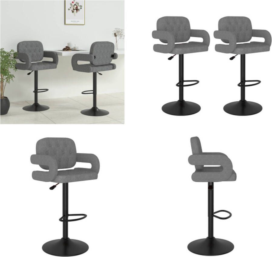 VidaXL Barkrukken 2 st stof lichtgrijs Barkruk Barkrukken Barkrukje Barkrukjes - Foto 2