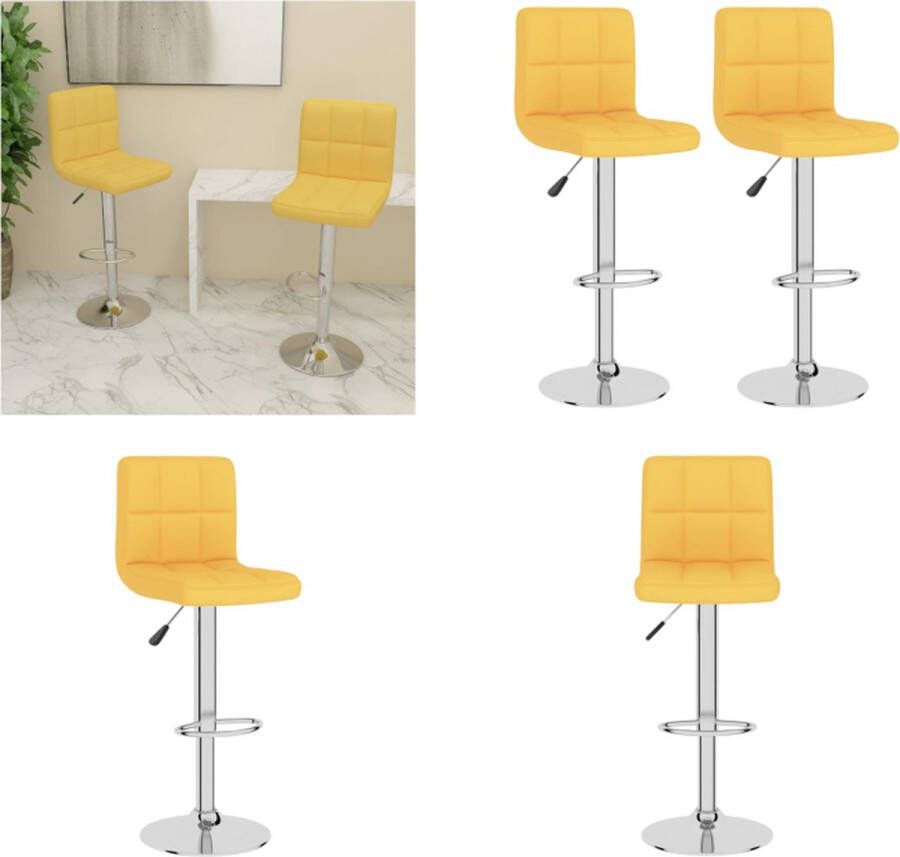 VidaXL Barkrukken 2 st stof mosterdgeel Barkruk Barkrukken Barkrukje Barkrukjes