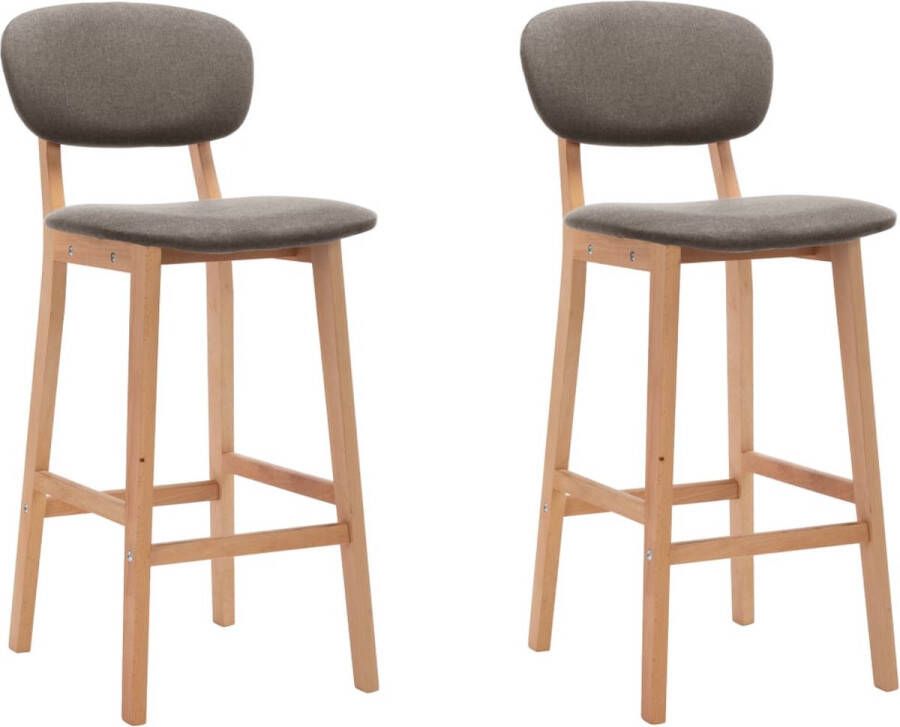 VidaXL Barkrukken Stof Taupe Set van 2 Barstooi Barkrukken Eetkamerstoelen Lounge Stoel Interieurdecoratie Modern Meubilair Taupe Houten Stoel Stoffen Stoel Comfort Zitzakje Relaxfauteuil - Foto 2