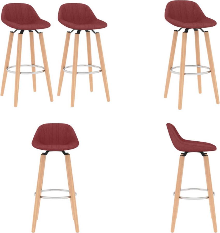 VidaXL Barkrukken 2 st stof wijnrood Barstoel Barstoelen Barkruk Barkrukken