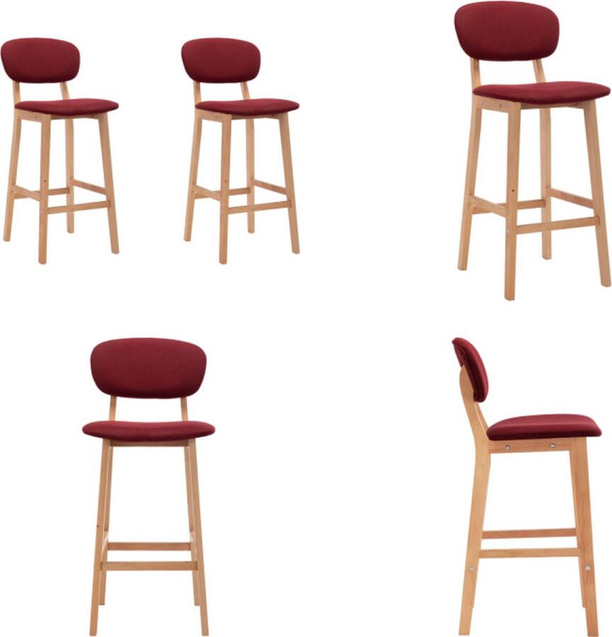 VidaXL Barkrukken 2 st stof wijnrood Barstoel Barstoelen Stoel Stoelen