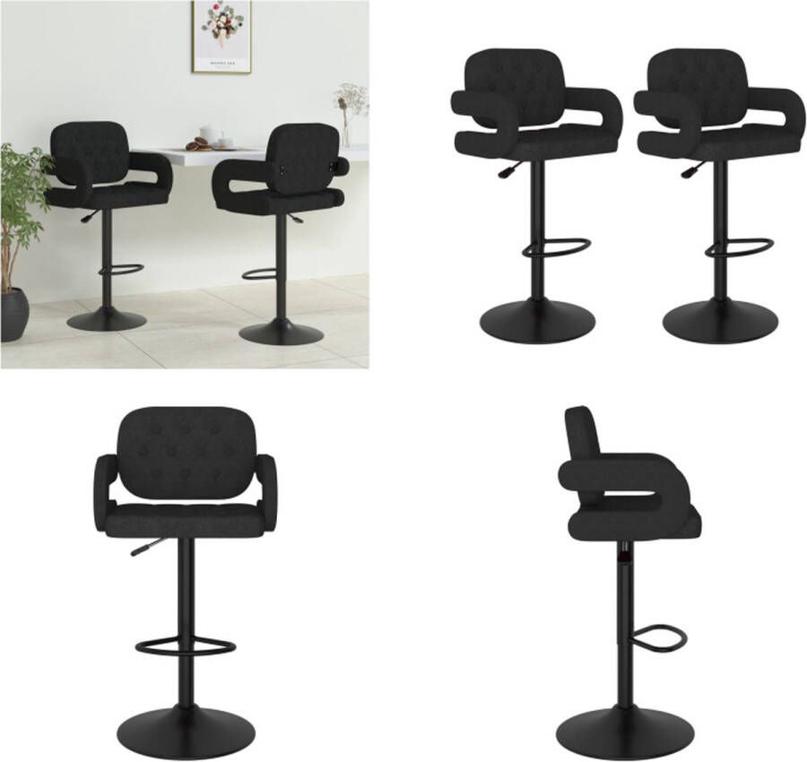 VidaXL Barkrukken 2 st stof zwart Barkruk Barkrukken Barkrukje Barkrukjes