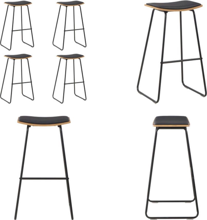 VidaXL Barkrukken 4 st kunstleer zwart Barstoel Barstoelen Barkruk Barkrukken - Foto 2