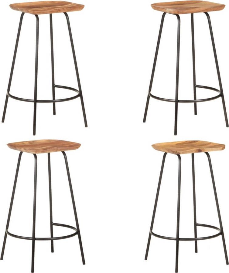 VidaXL Barkrukken 4 st massief acaciahout Barstoel Barkrukken Acacia Hout Wit Vintage Industriele Meubels Eetkamer Keuken - Foto 2