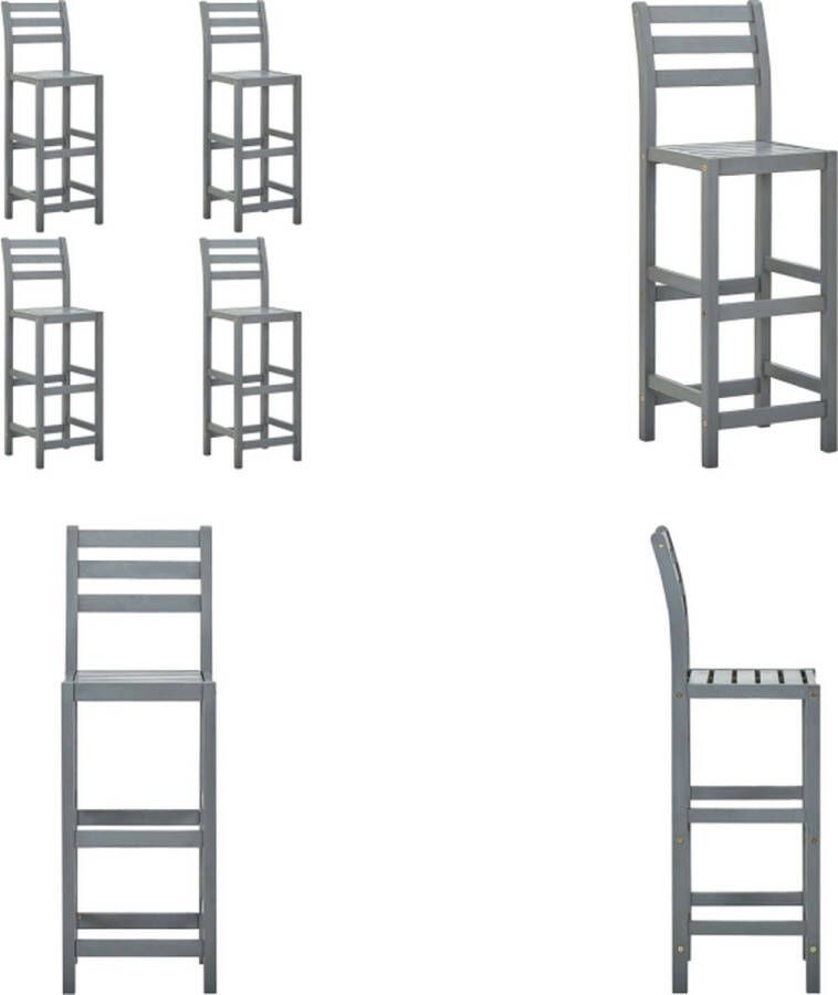 VidaXL Barkrukken 4 st massief acaciahout grijs Barkruk Barkrukken Houten Barkruk Houten Barkrukken