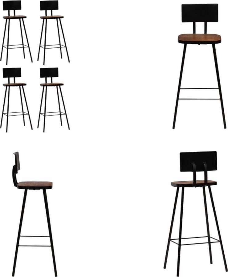 VidaXL Barkrukken 4 st massief gerecycled hout Barkruk Barkrukken Aanrecht Stoelen Keukenstoelen