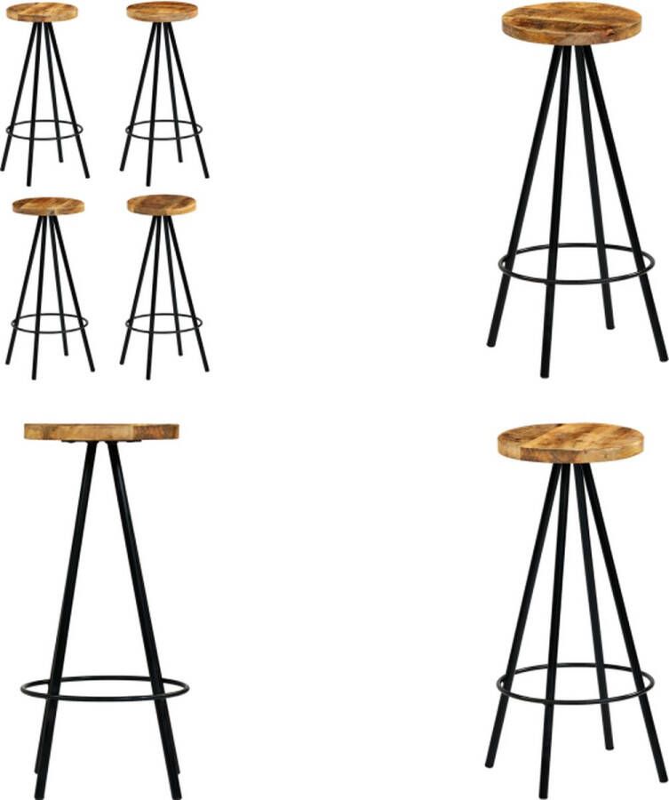 VidaXL Barkrukken 4 st massief mangohout Barkruk Barkrukken Barstoel Barstoelen