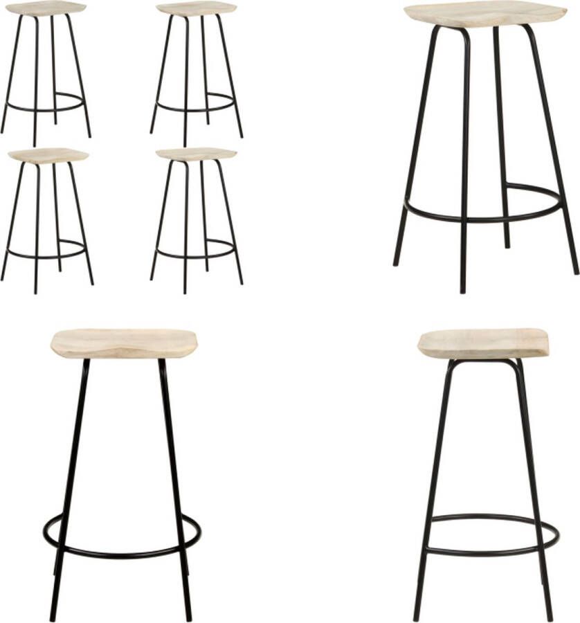 VidaXL Barkrukken 4 st massief mangohout Barkruk Barkrukken Kruk Krukken