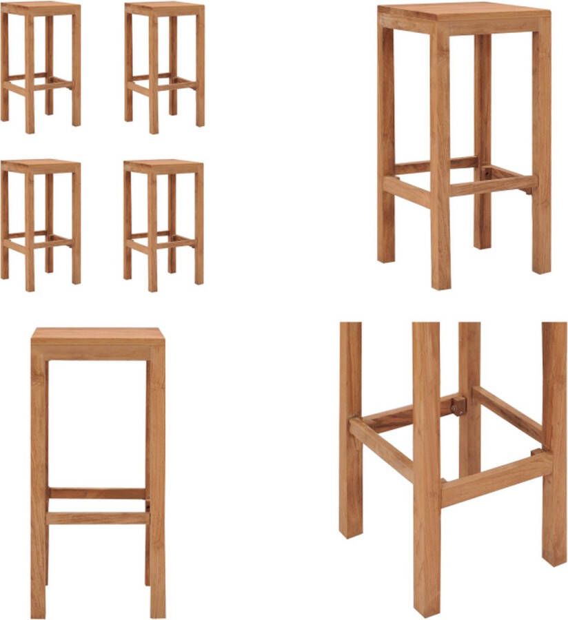 VidaXL Barkrukken 4 st massief teakhout Barkruk Barkrukken Stoel Barstoel