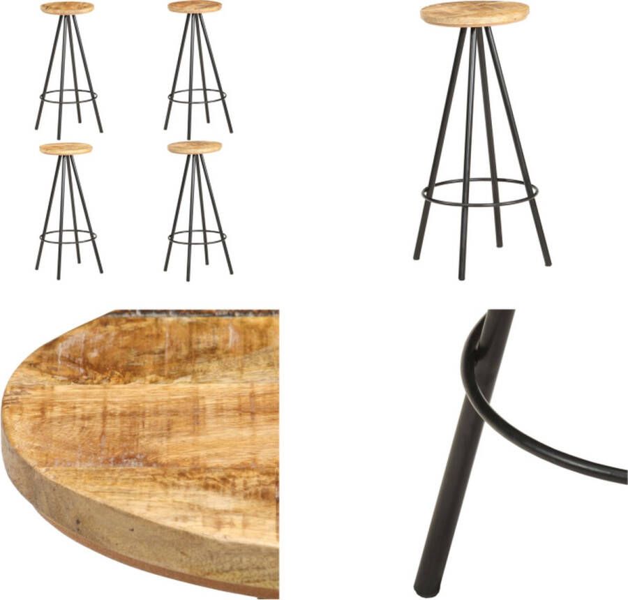 VidaXL Barkrukken 4 st ruw mangohout Barkruk Barkrukken Kruk Krukken