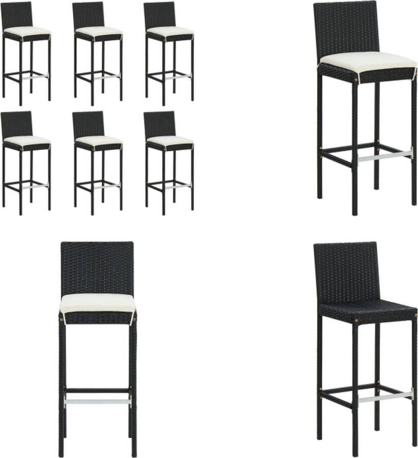 VidaXL Barkrukken 6 st met kussens poly rattan zwart Barkruk Barkrukken Barstoel Keukenstoel