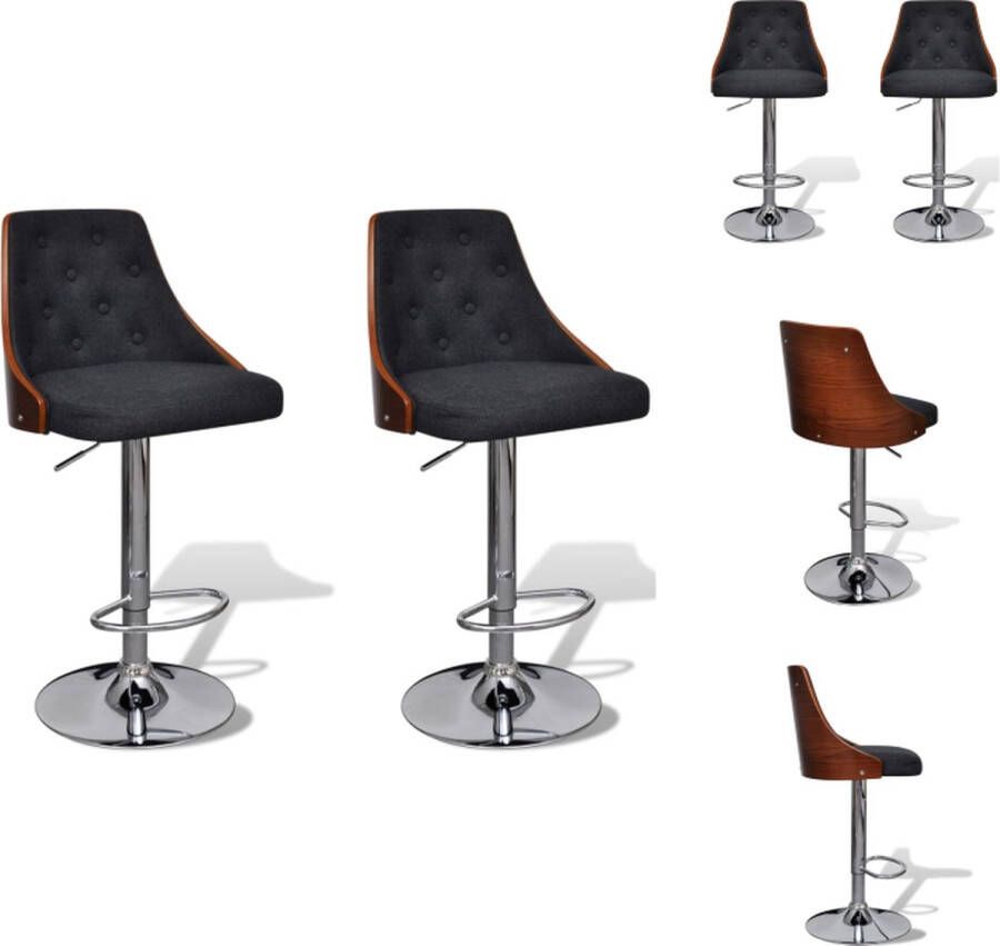 VidaXL Barkrukken Afmeting- 49x43x(92.5-113)cm Ken- Verstelbaar Kleur- Donkergrijs Bruin Barkruk