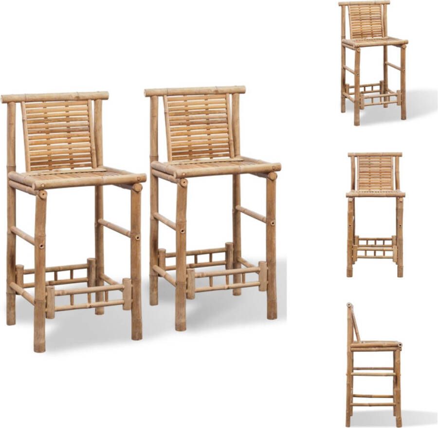 VidaXL Barkruk Barkrukken Aanrecht Stoelen Keukenstoelen Barkrukken 2 st bamboe - Foto 3
