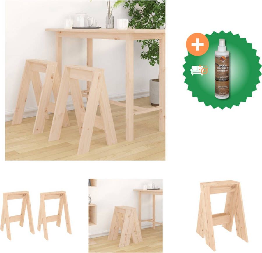 VidaXL Barkrukken Grenenhout 40x40x60 cm 110 kg draagvermogen 2 stuks Krukje Inclusief Houtreiniger en verfrisser