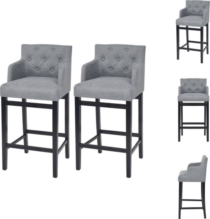 VidaXL Barkruk Barkrukken Barstoel Barstoelen Barkrukken 2 st stof lichtgrijs