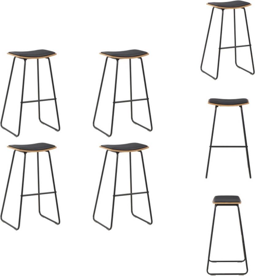 VidaXL Barkrukken Massief multiplex en gepoedercoat stalen krukken Set van 4 Zwart 45 x 43 x 76 cm Barkruk