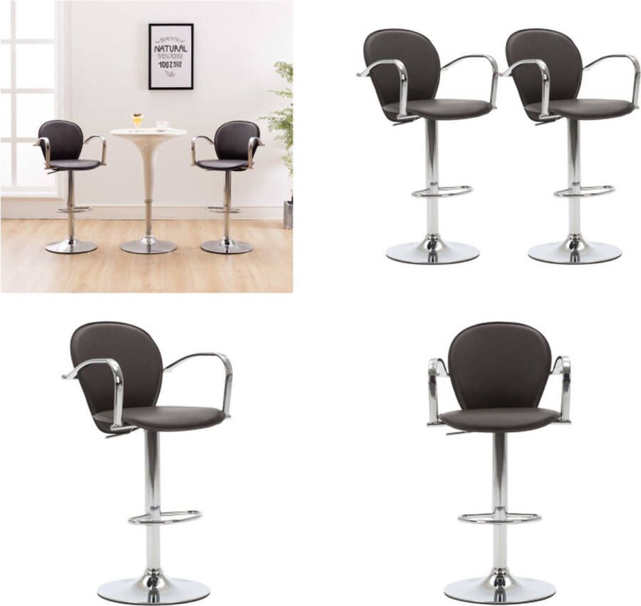 VidaXL Barkrukken met armleuning 2 st kunstleer bruin Barkruk Barkrukken Kruk Krukken