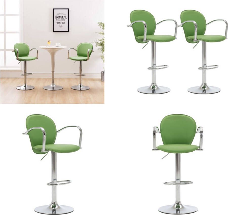 VidaXL Barkrukken met armleuning 2 st kunstleer groen Barkruk Barkrukken Kruk Krukken