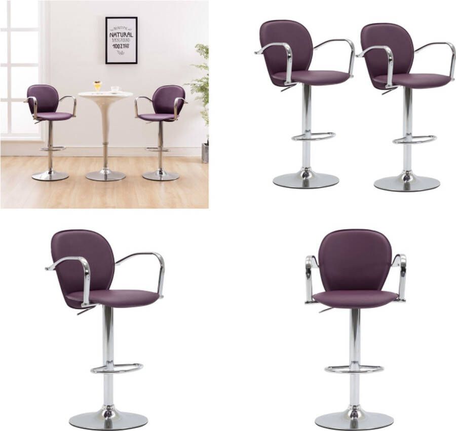 VidaXL Barkrukken met armleuning 2 st kunstleer paars Barkruk Barkrukken Kruk Krukken