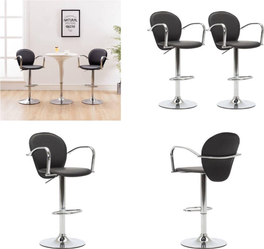 VidaXL Barkrukken met armleuning 2 st kunstleer zwart Barkruk Barkrukken Kruk Krukken