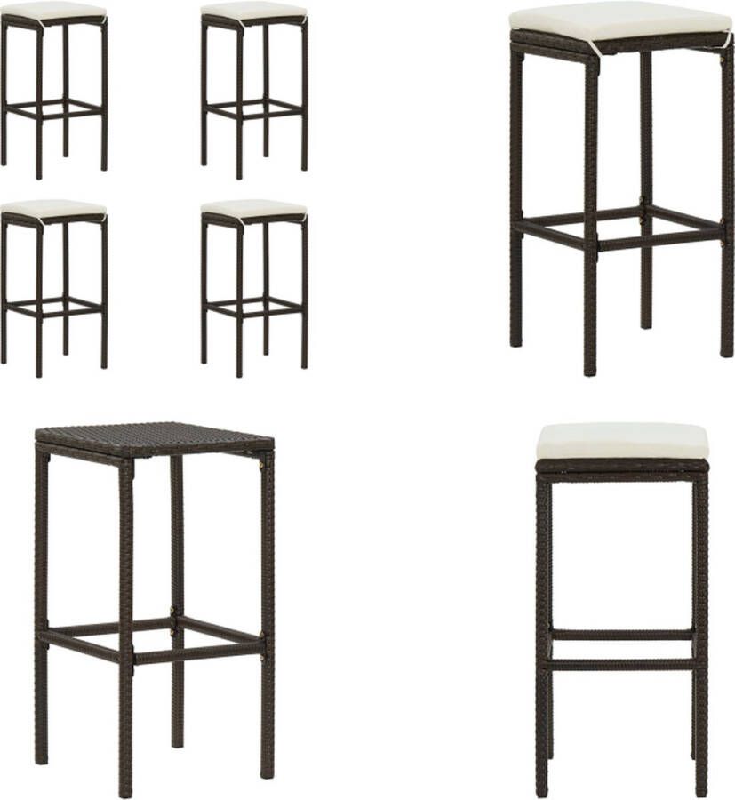 VidaXL Barkrukken met kussens 4 st poly rattan bruin Barkruk Barkrukken Kruk Krukken