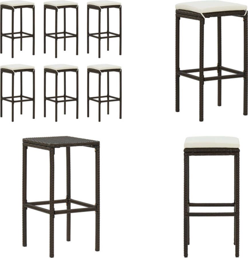 VidaXL Barkrukken met kussens 6 st poly rattan bruin Barkruk Barkrukken Kruk Krukken