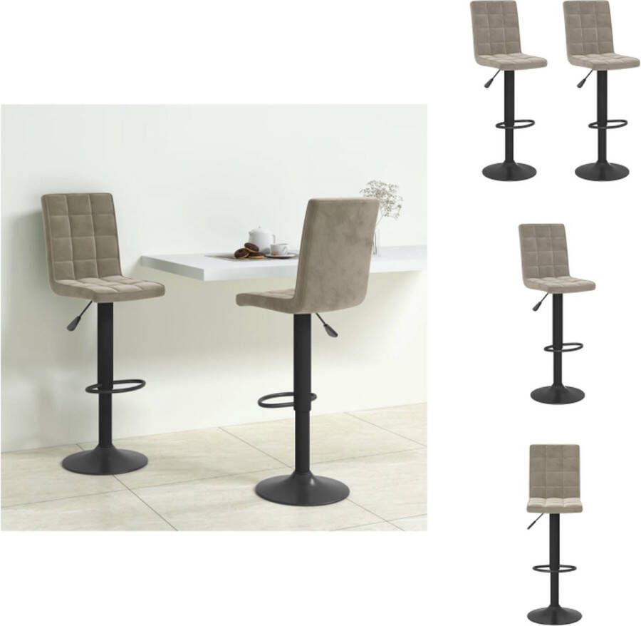 VidaXL Barkrukken naam Barmeubilair 40 x 52 x (102.5 124.5) cm Zwart gepoedercoat frame Lichtgrijs Barkruk - Foto 2