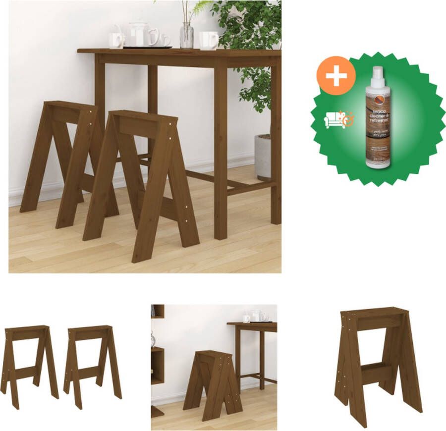 VidaXL Barkrukken Rustiek houten krukken 40x40x60 cm Massief grenenhout Krukje Inclusief Houtreiniger en verfrisser