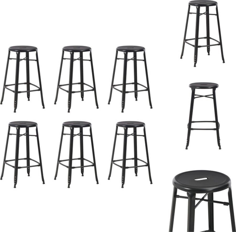 VidaXL Barstoel Barstoelen Barkruk Barkrukken 6 st staal zwart