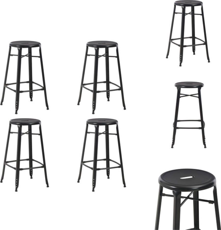 VidaXL Barstoel Barstoelen Barkruk Barkrukken 4 st staal zwart - Foto 2