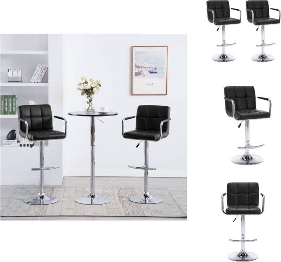 VidaXL Barkrukkenset Elegante en moderne design Kunstleer en staal Hoogte verstelbaar Zwart 46 x 49 x (93 113) cm Max 110 kg Barkruk - Foto 2