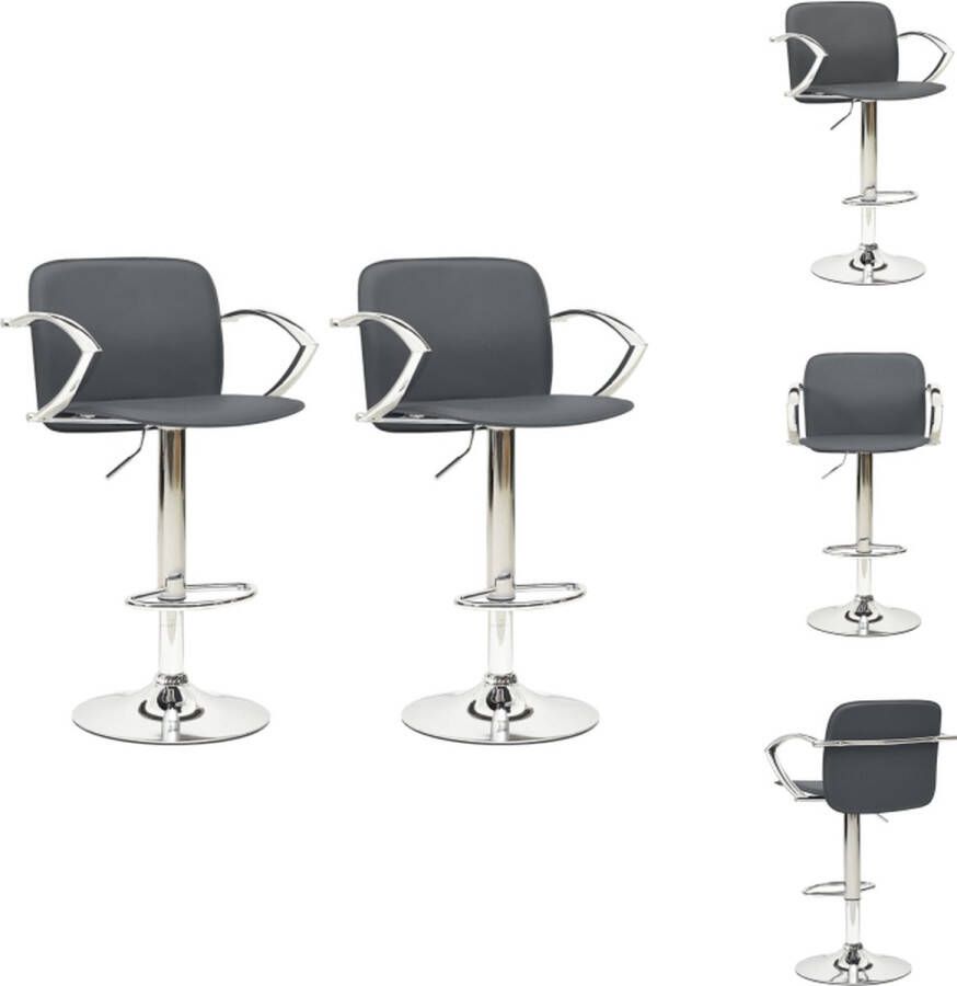 VidaXL Barkrukkenset grijs kunstleer 55 x 46 x (87.5 107.5)cm verstelbaar 2x voetenbank 110kg Barkruk - Foto 2