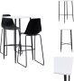 VidaXL Barset Bartafel en Barstoelen Wit 60x60x111 cm Zwart 48x57x112.5 cm Set tafel en stoelen - Thumbnail 1