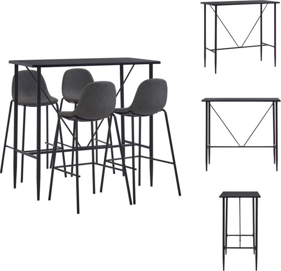 VidaXL Barset Carlo Bartafel 120x60x110 cm Barstoelen 51x49x99 cm Zwart D donkergrijs Polyester Set tafel en stoelen