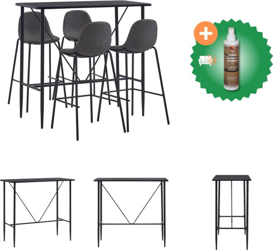 VidaXL Barset Modern Wit MDF Tafelblad Gepoedercoat Staal 60x60x111 cm 4 Donkergrijze Barstoelen Stoffen Bekleding 51x49x99 cm Set tafel en stoelen Inclusief Houtreiniger en verfrisser - Foto 3
