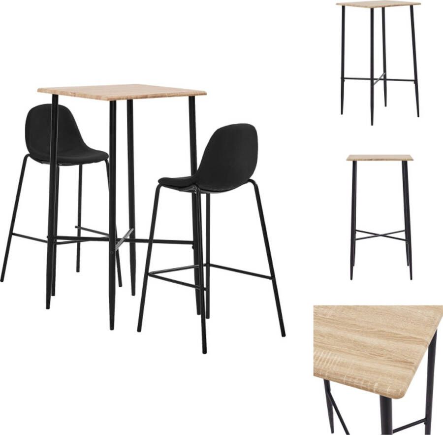 VidaXL Barset Eiken Bartafel 60x60x111 cm Barstoel Zwart 51x49x99 cm Set tafel en stoelen - Foto 1