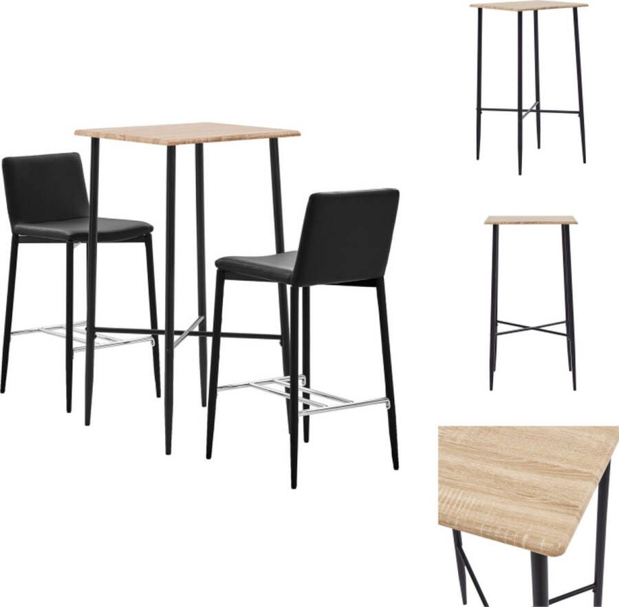VidaXL Barset Eiken Bartafel 60x60x111cm Barstoelen 45x44x100cm Set tafel en stoelen