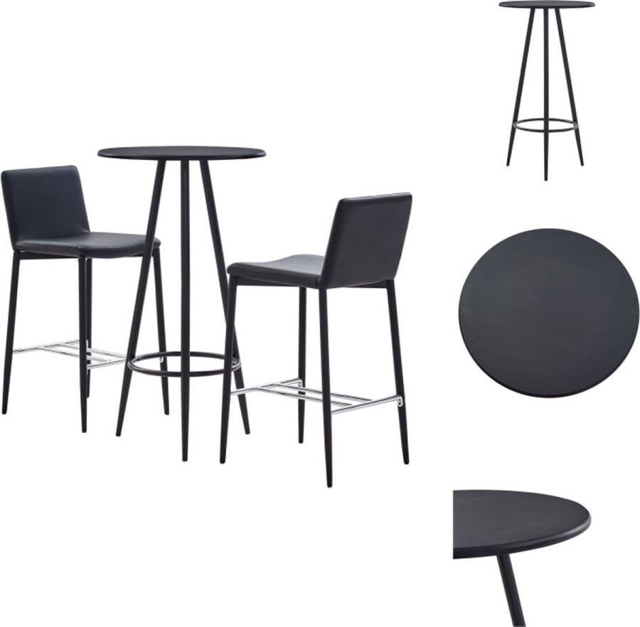 VidaXL Barset MDF bartafel en kunstleren barstoelen 60 x 107.5 cm zwart Set tafel en stoelen