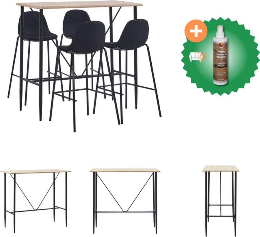 VidaXL Barset Modern Wit Bartafel 60x60x111cm en 4 Barstoelen 51x49x99cm MDF en PVC-coating Gepoedercoat staal Zwart stoffen bekleding Polyester Set tafel en stoelen Inclusief Houtreiniger en verfrisser - Foto 2