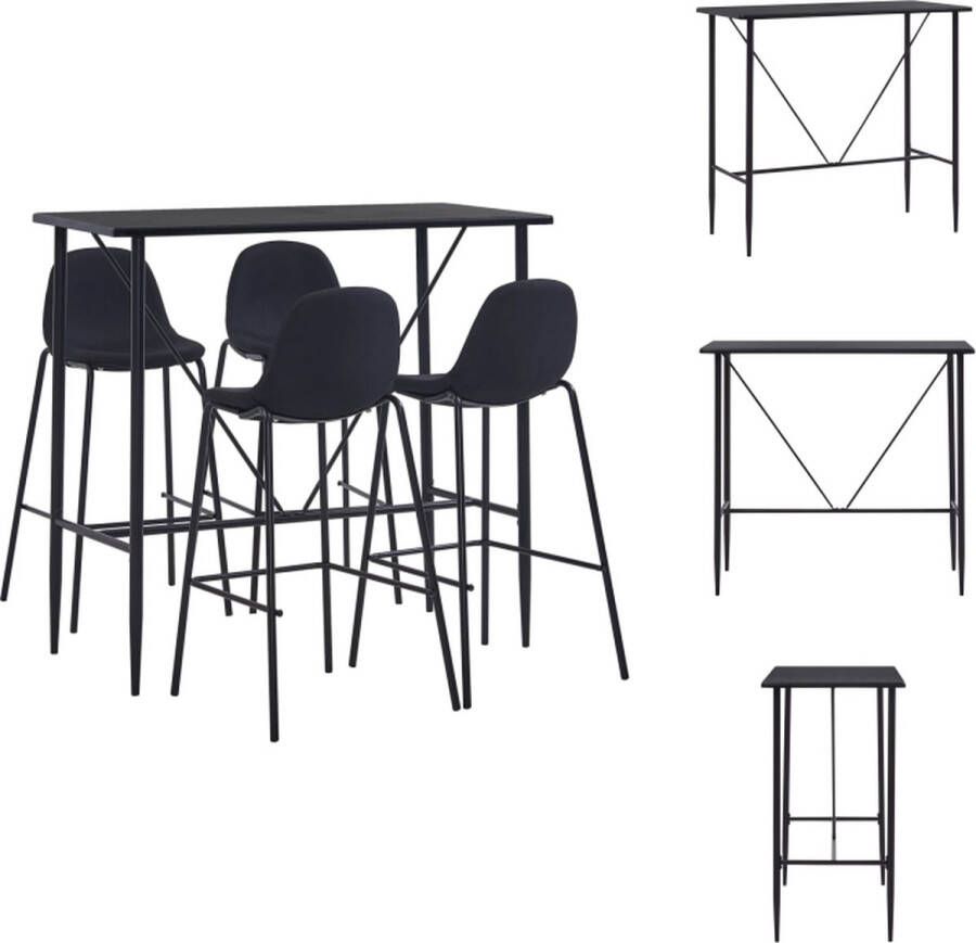 VidaXL Barset Modern Bartafel 120x60x110 cm Inclusief 4 barstoelen Zwart Set tafel en stoelen