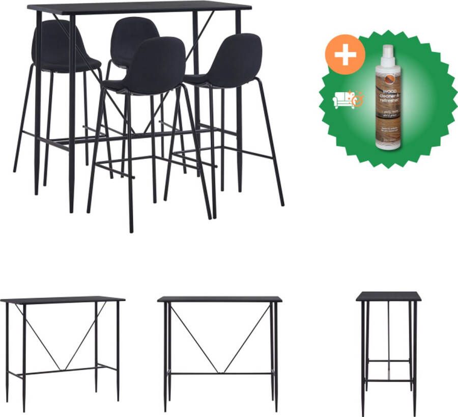VidaXL Barset Modern Bartafel 120x60x110 cm Inclusief 4 barstoelen Zwart Set tafel en stoelen Inclusief Houtreiniger en verfrisser