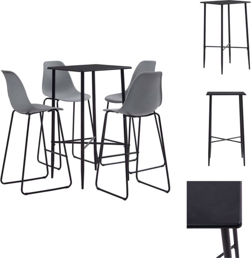 VidaXL Barset Modern Bartafel 60x60x111 cm Zwart 4 Barstoelen Grijs Set tafel en stoelen