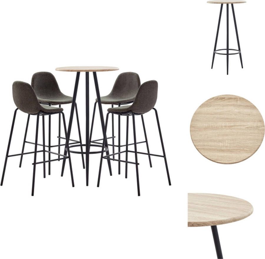 VidaXL Barset Modern design Eiken 60 x 107.5 cm Donkergrijs 51 x 49 x 99 cm 4 barstoelen Set tafel en stoelen