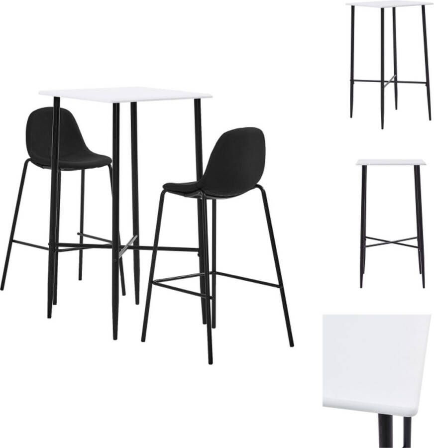 VidaXL Barset Modern Wit Bartafel 60x60x111 cm 2 Barstoelen Zwart 51x49x99 cm Polyester bekleding Voetensteun Levering- 1 bartafel + 2 barstoelen Set tafel en stoelen