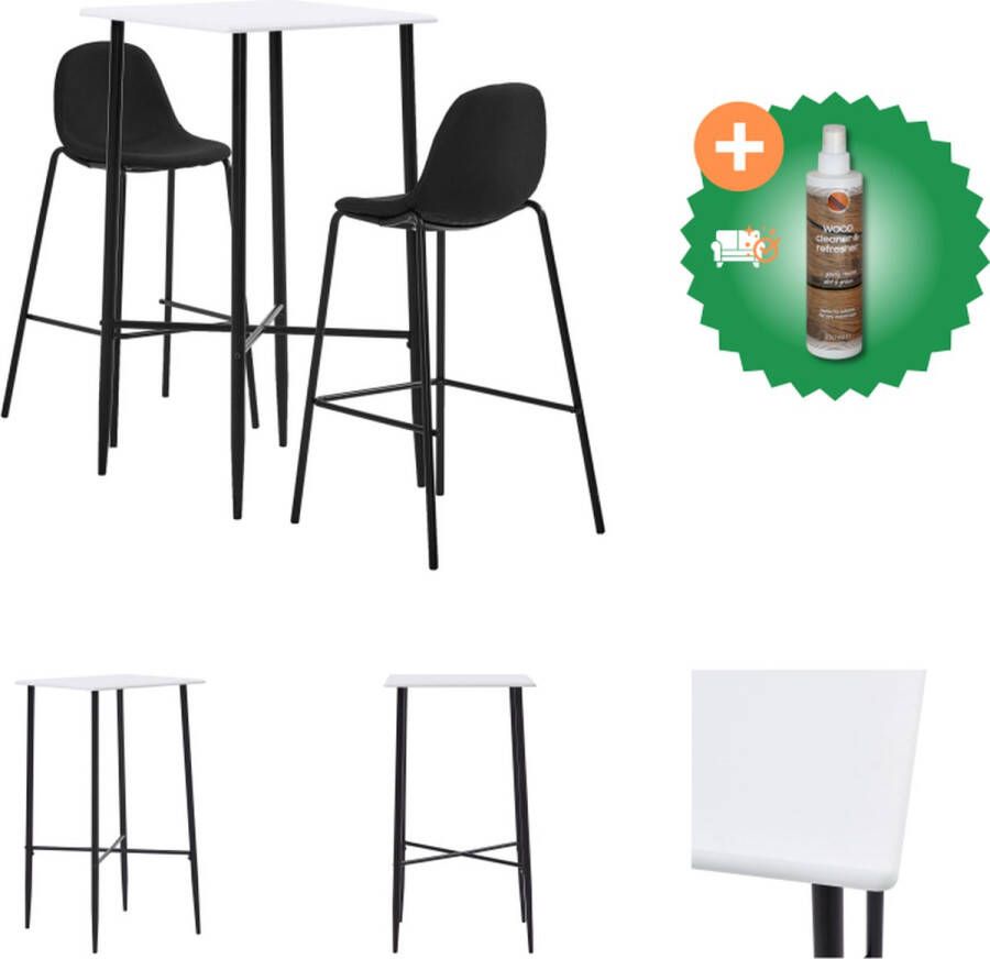 VidaXL Barset Modern Wit Bartafel 60x60x111 cm 2 Barstoelen Zwart 51x49x99 cm Polyester bekleding Voetensteun Levering- 1 bartafel + 2 barstoelen Set tafel en stoelen Inclusief Houtreiniger en verfrisser