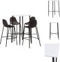 VidaXL Barset Modern Wit MDF Tafelblad Gepoedercoat Staal 60x60x111 cm 4 Donkergrijze Barstoelen Stoffen Bekleding 51x49x99 cm Set tafel en stoelen - Thumbnail 1