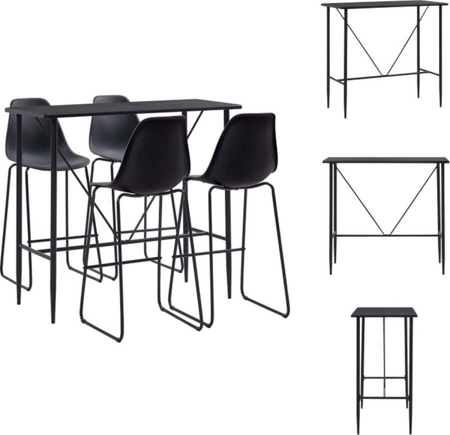VidaXL Barset Modern Zwart Bartafel 120x60x110cm 4 Barstoelen 48x57x112.5cm Set tafel en stoelen