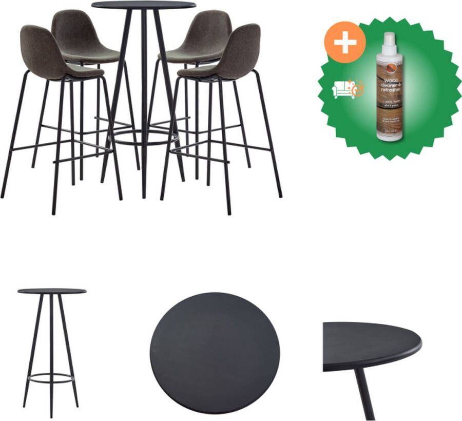 VidaXL Barset Modern Wit MDF Tafelblad Gepoedercoat Staal 60x60x111 cm 4 Donkergrijze Barstoelen Stoffen Bekleding 51x49x99 cm Set tafel en stoelen Inclusief Houtreiniger en verfrisser - Foto 2
