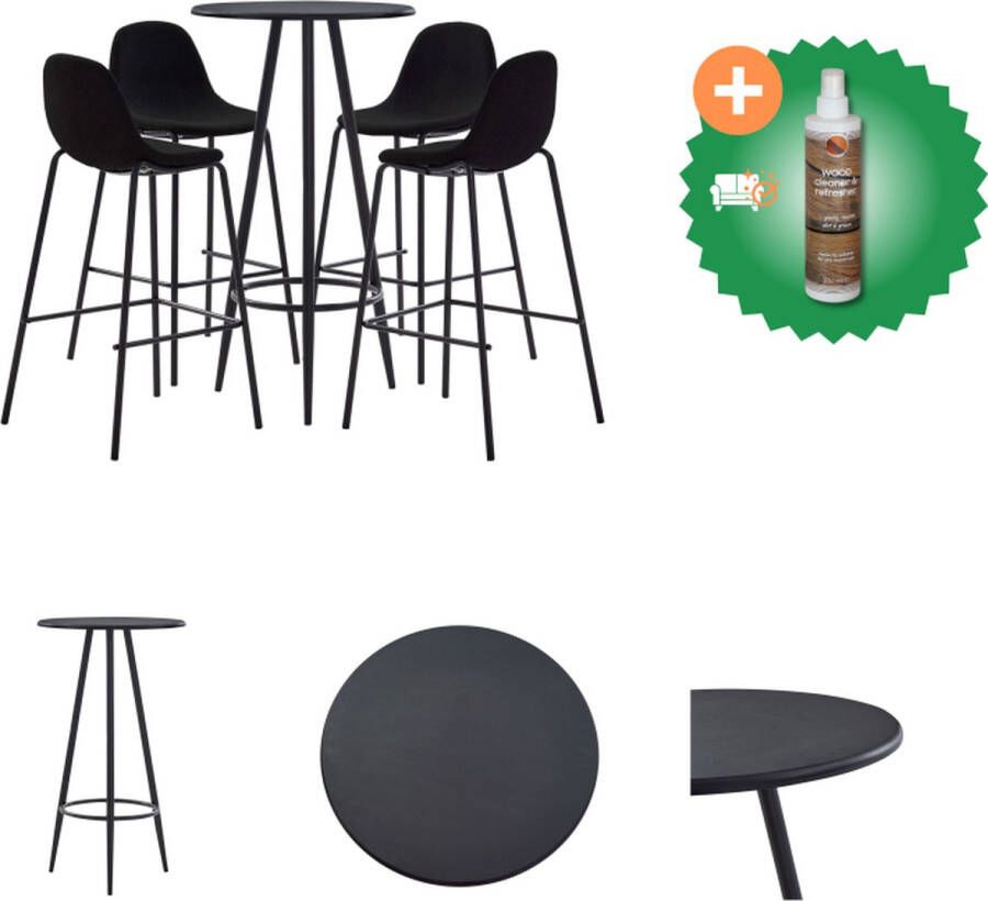 VidaXL Barset Modern Wit Bartafel 60x60x111cm en 4 Barstoelen 51x49x99cm MDF en PVC-coating Gepoedercoat staal Zwart stoffen bekleding Polyester Set tafel en stoelen Inclusief Houtreiniger en verfrisser - Foto 3